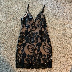 tan and black sequined forever 21 dress